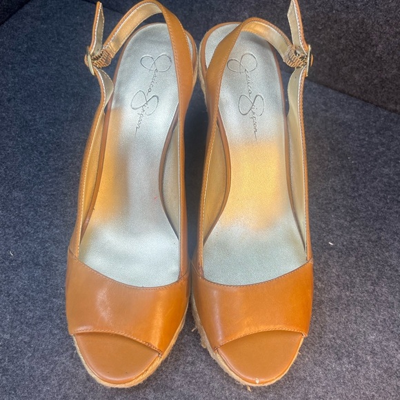 Jessica Simpson Glorie Desert Sand Vachette Strap Back Wedge Sandals Women's 10M - Picture 5 of 16